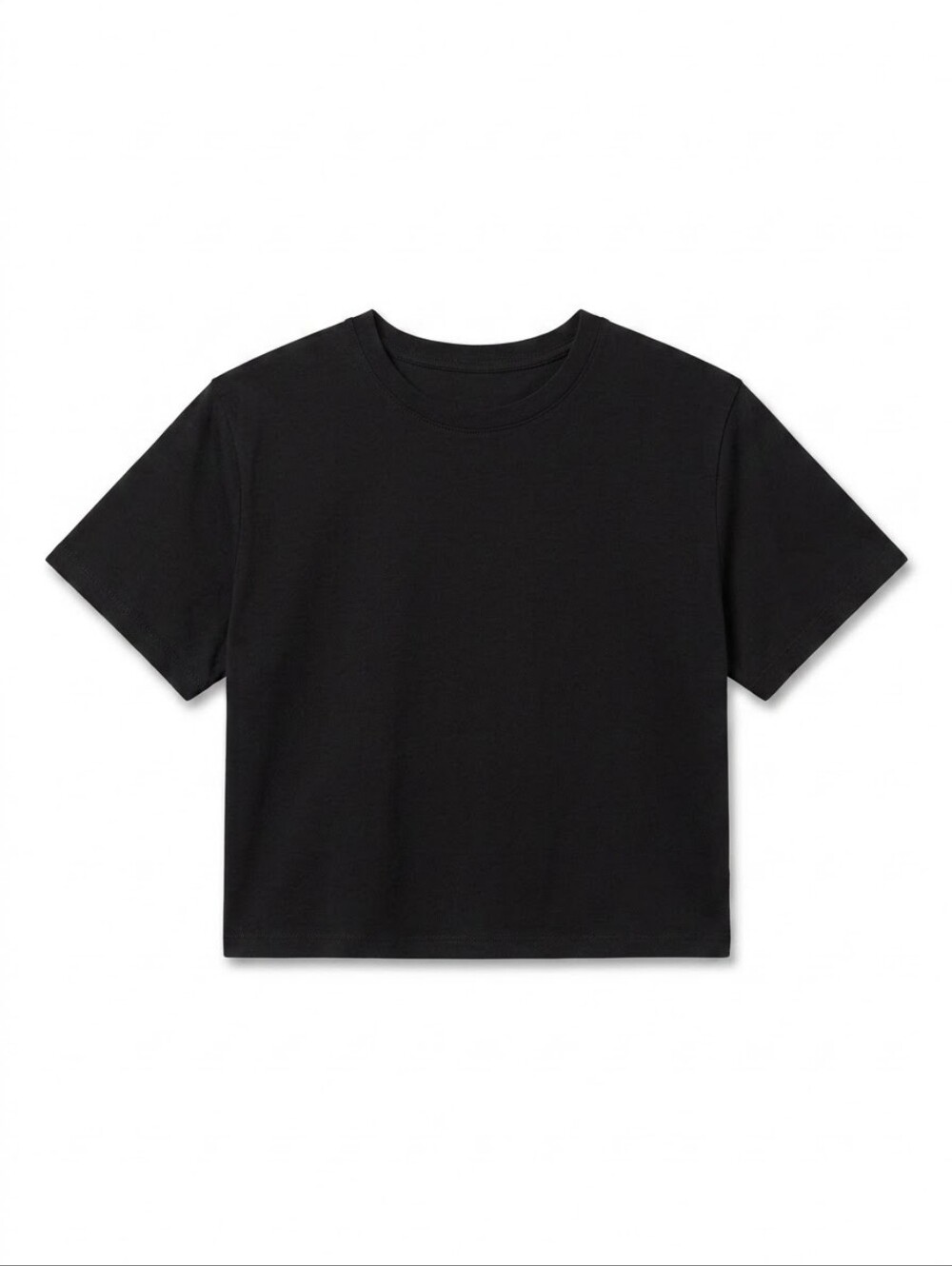 ​RD Style Black Crewneck Short Sleeve Cropped Boxy T-Shirt Women Size Small